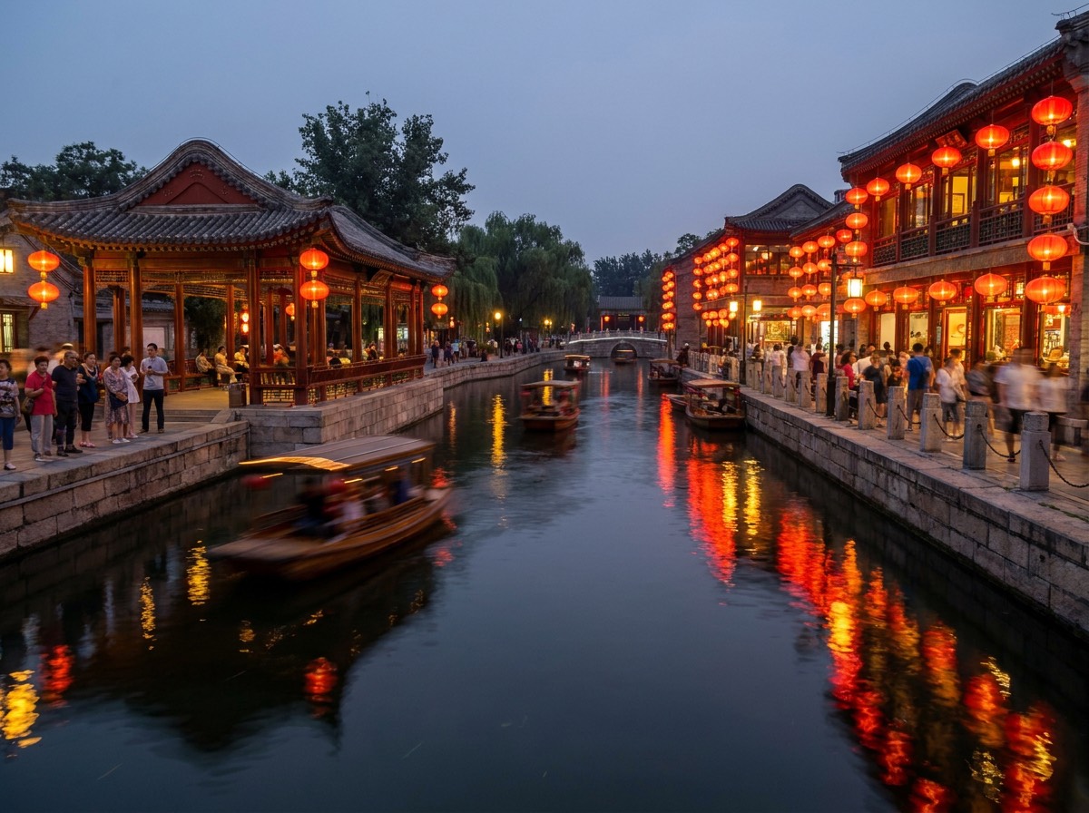 Paseo nocturno por los lagos Houhai